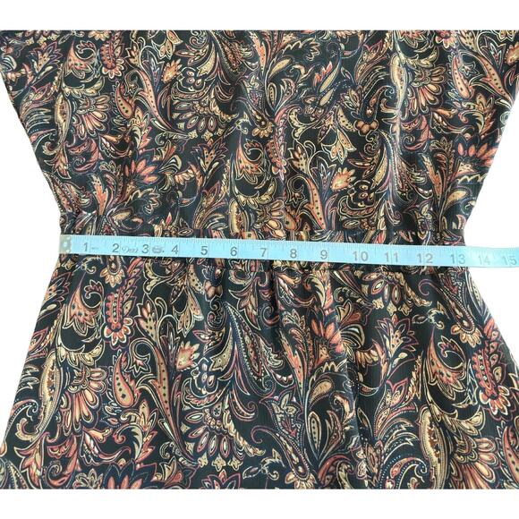 Evereve Dress Paisley Print Tie Front Chiffon Gremlin Forest Eliza Midi Small - Picture 12 of 15